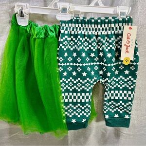 St. Patrick's Day Cat & Jack Green leggings bonus Green Tulle Tutu Size 3-6 mos.